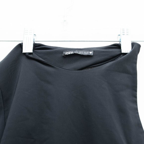 Zara Black Asymmetrical Stretchy Bodysuit Top - Picture 5 of 9